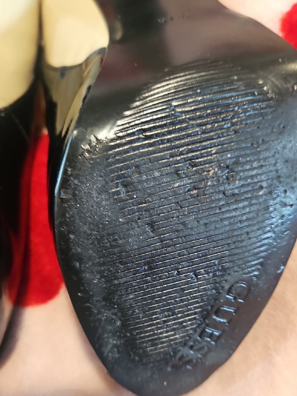 GUESS Black Patent Peep-Toe Pumps - Picture 7 of 10